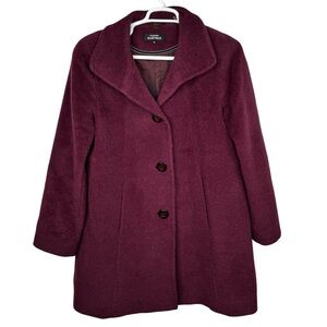Ellen Tracy Suri Alpaca & Wool Pea Coat in Merlot
